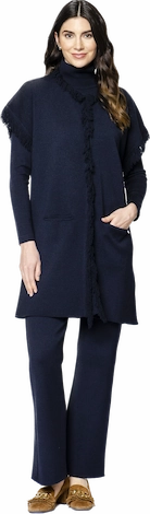 TaglessDesign Monique Milano-Knit Boot Leg Pants - Dark Navy