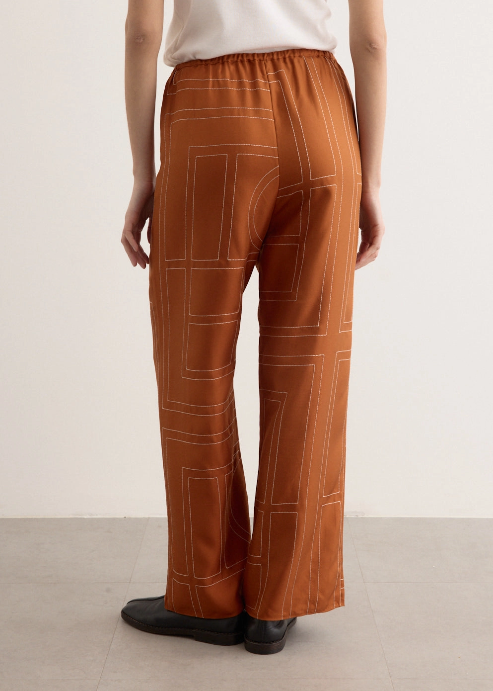 Monogram Silk Pj Pants Quick Dry Fabric Sport Flex