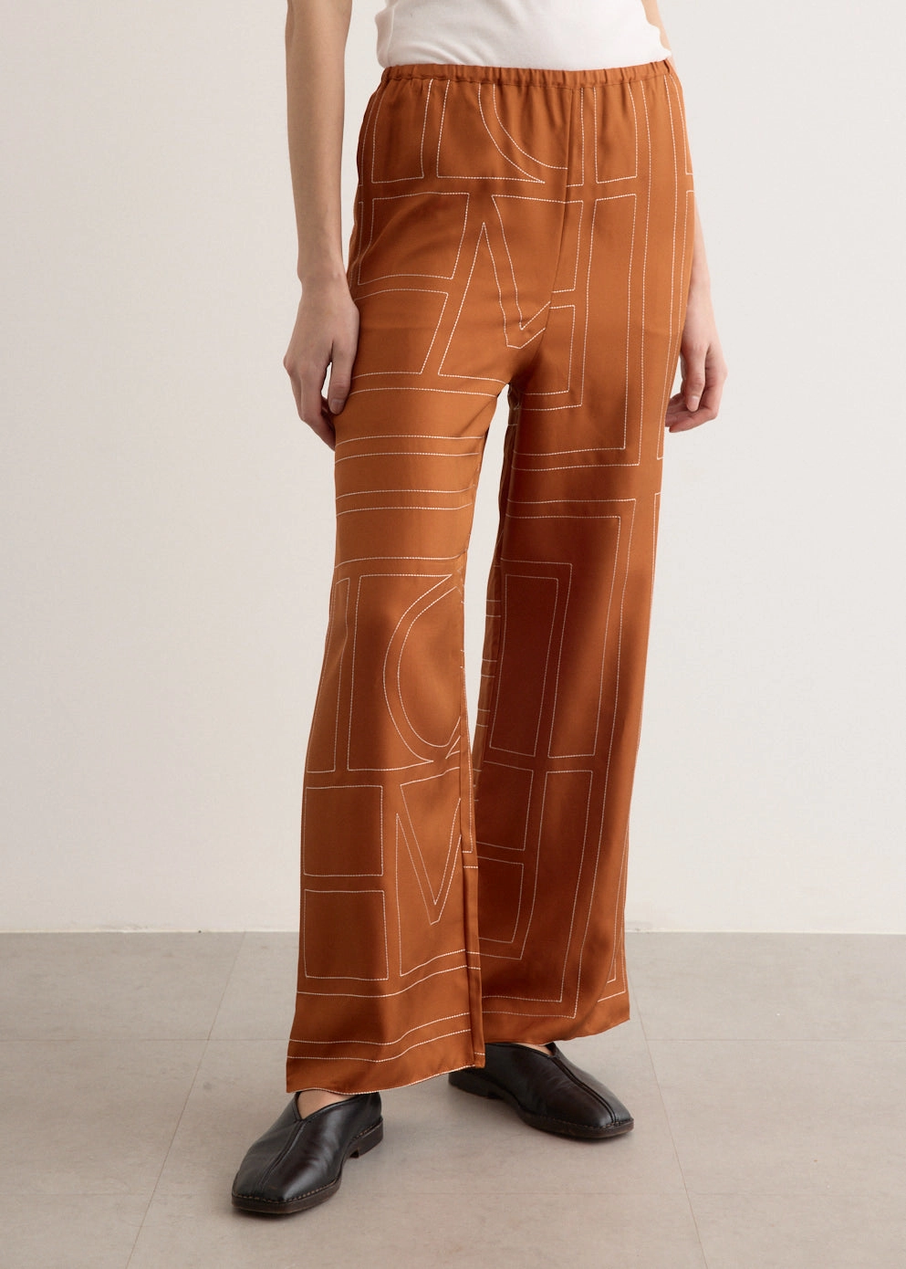 Reinforced Knees Monogram Silk Pj Pants