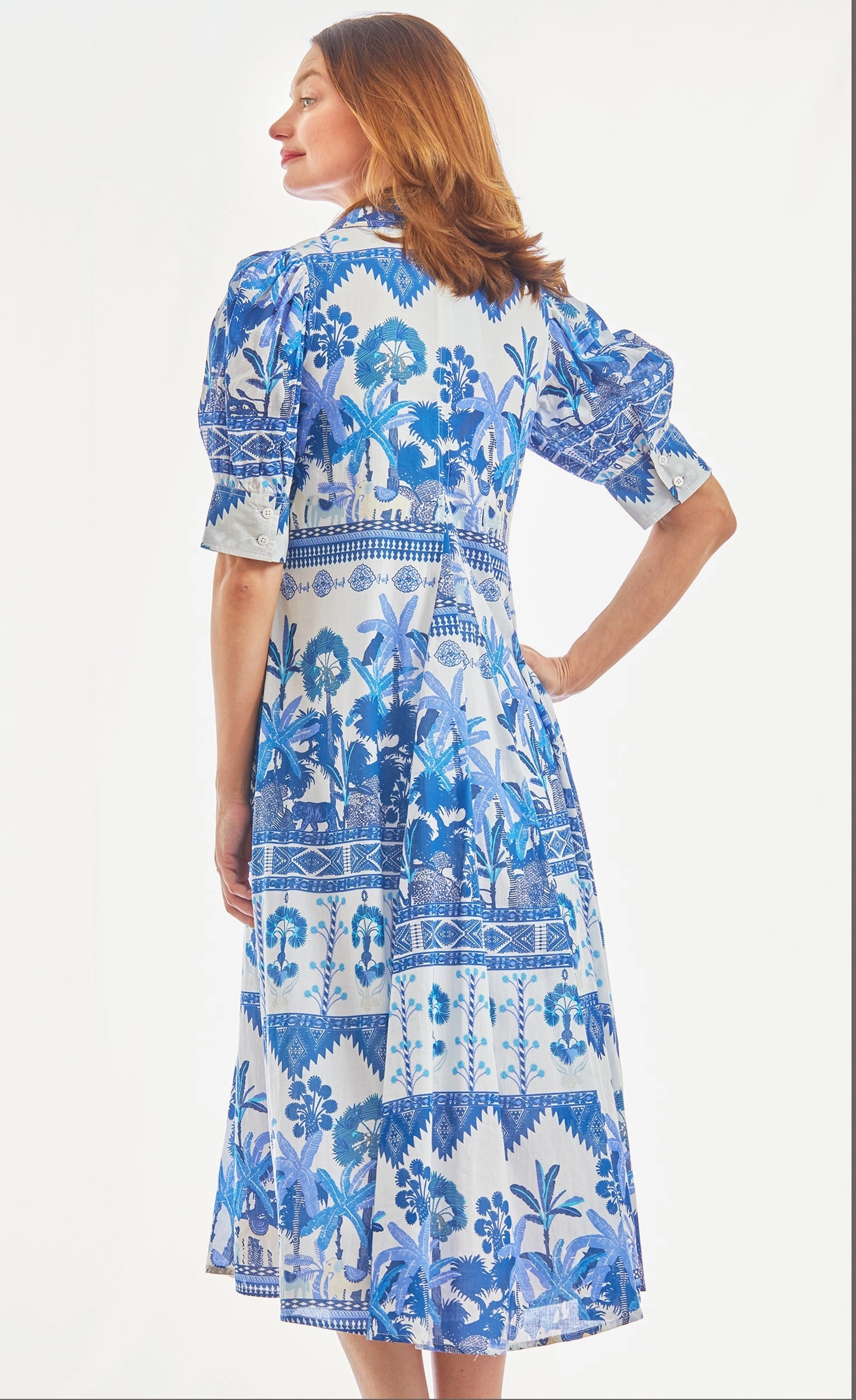 Comfortable and breathable Fashionable Fit Montauk Dress - Ikat Print Blues