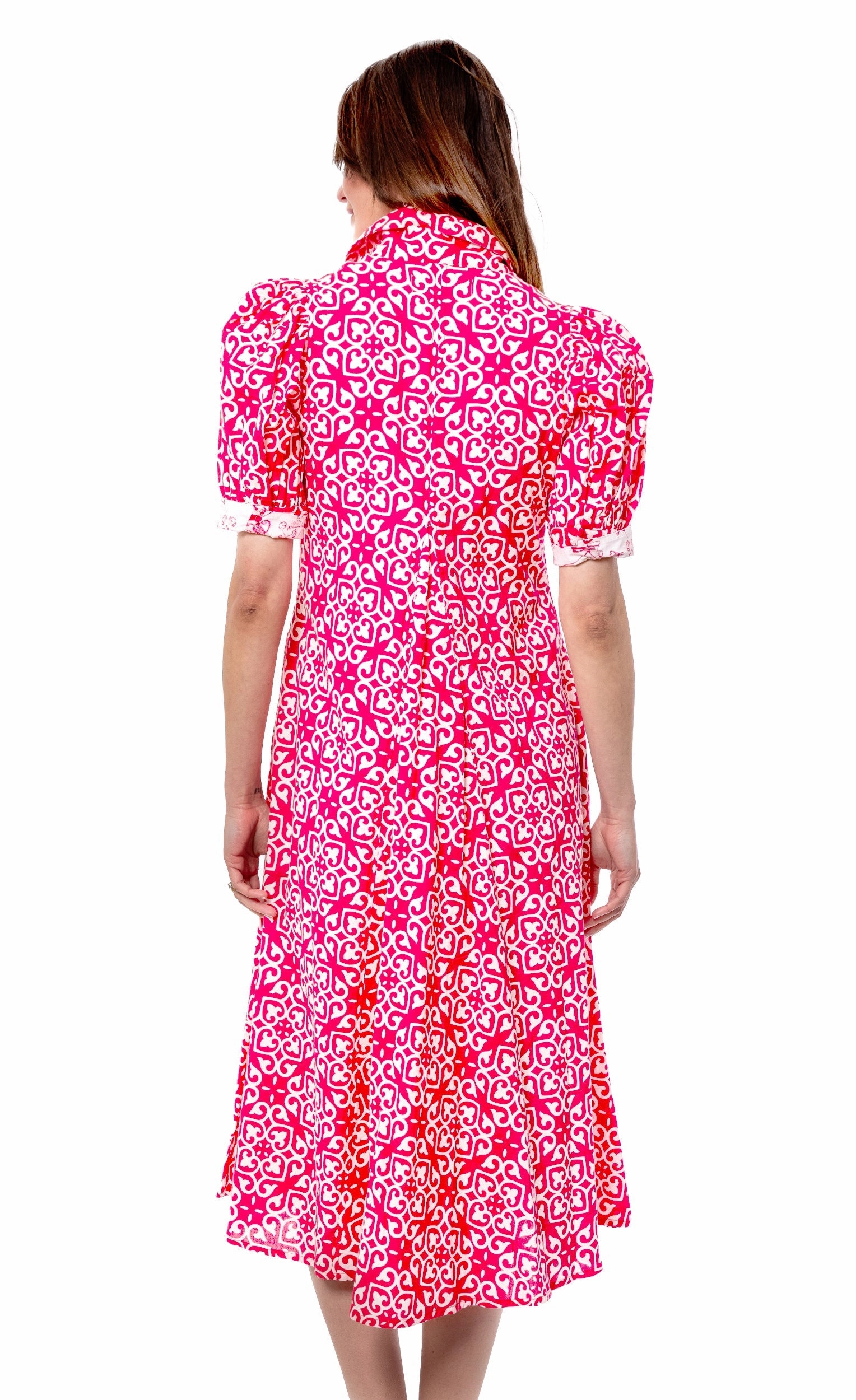 Perfect Day-to-Night Montauk Dress - Pink White Geometric