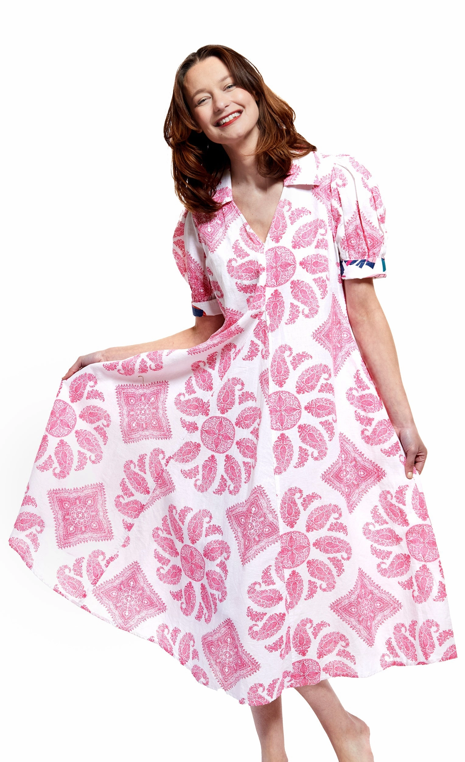Smooth Wear Montauk Dress - Pink White Paisley