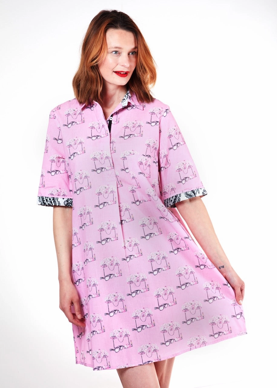 Easy Go Monterey Dress - Pink Essentials Print