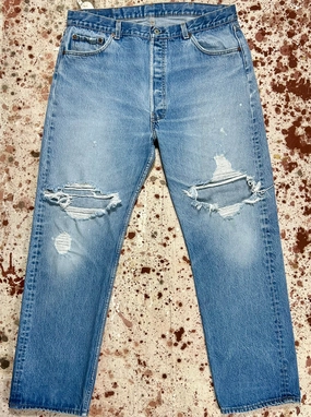 Tapered leg Vintage USA Levi??s 501 Paint and Feather Denim Jeans (JYJ1024-335)