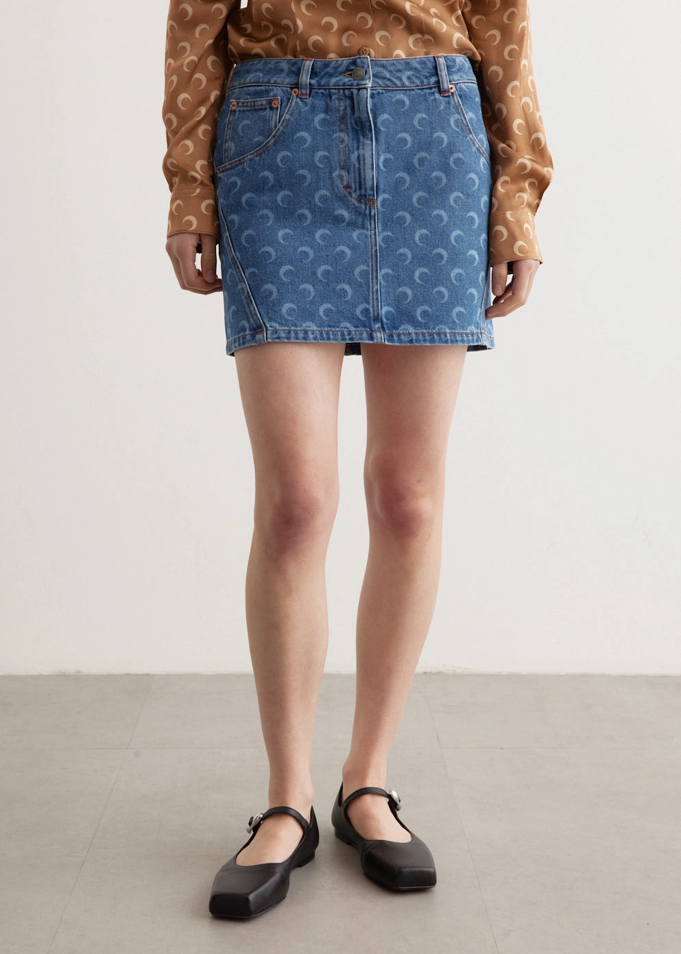 Daily Style Moon Laser Denim Mini Skirt
