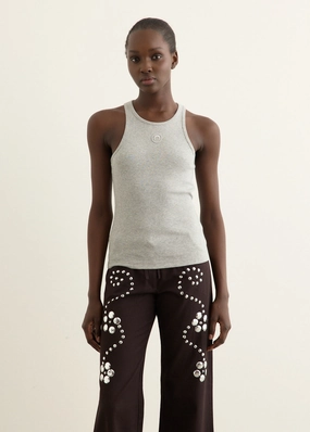 Moon Logo Ribbed Jersey Tank Top High Visibility Details