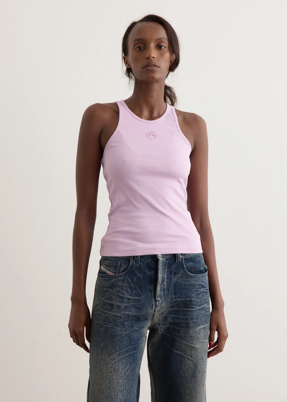 Moon Logo Ribbed Jersey Tank Top instant thinness