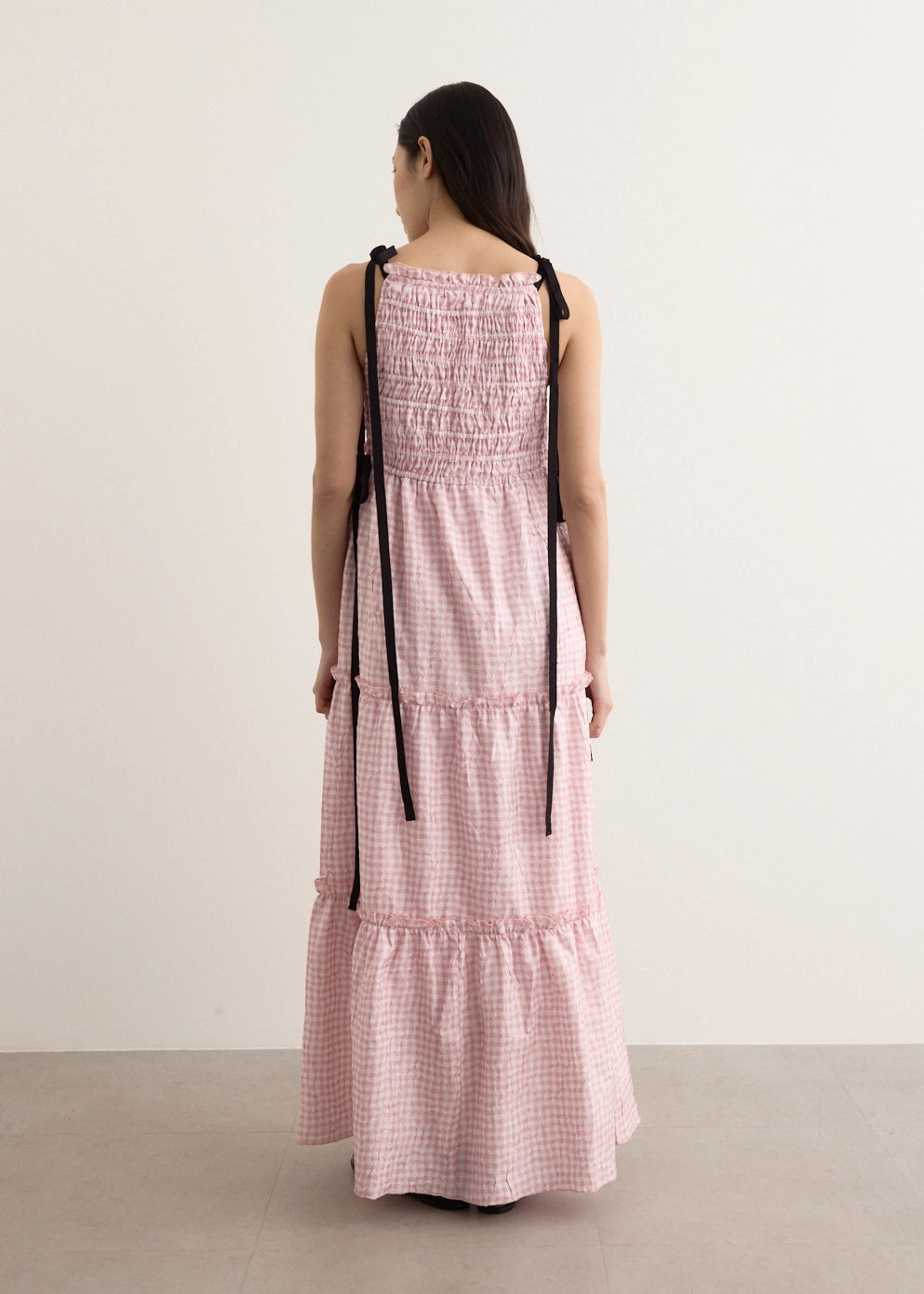 Shibori Pleat Maxi Smock Slip Dress Edgy Layers Evening Chic