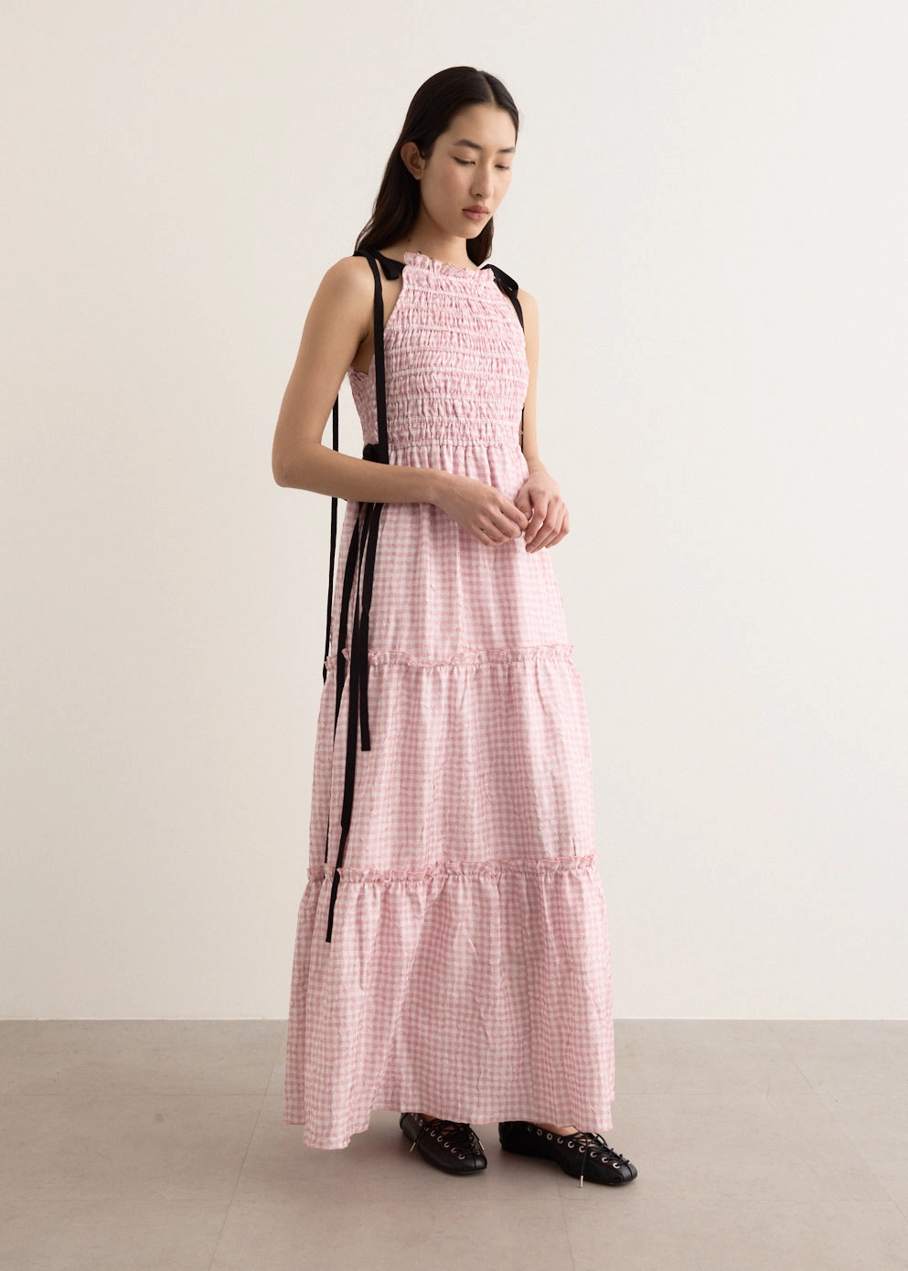 All Inclusive Shibori Pleat Maxi Smock Slip Dress