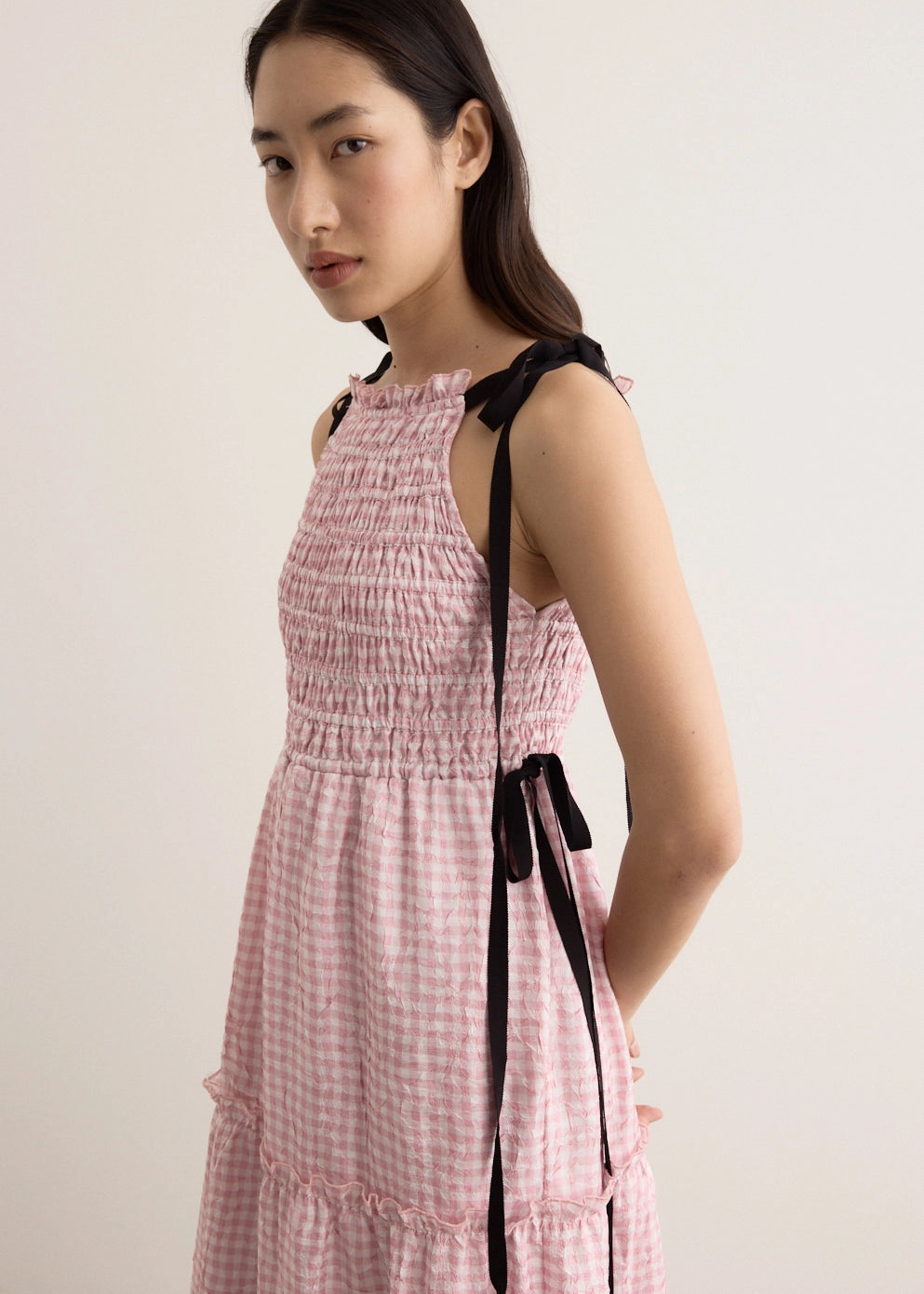 Fashion Essential Subtle Glam Shibori Pleat Maxi Smock Slip Dress