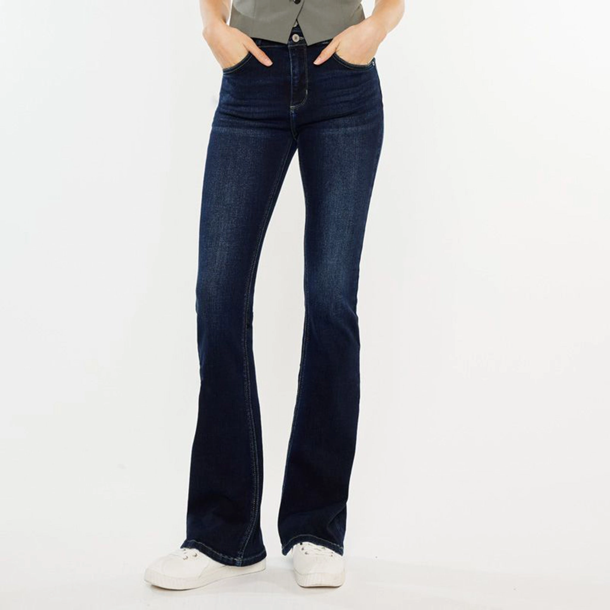 Vibrant Bold Look Street Fashion KanCan Women's Dark High Rise Boot Cut