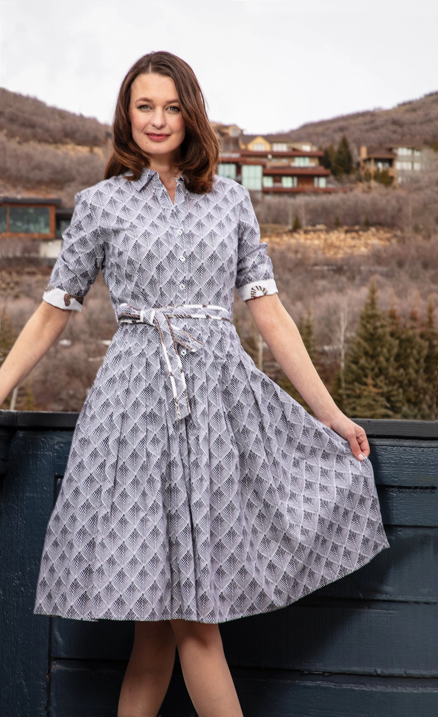 Relaxed work dress Mrs Maisel Dress - Black White Geometric