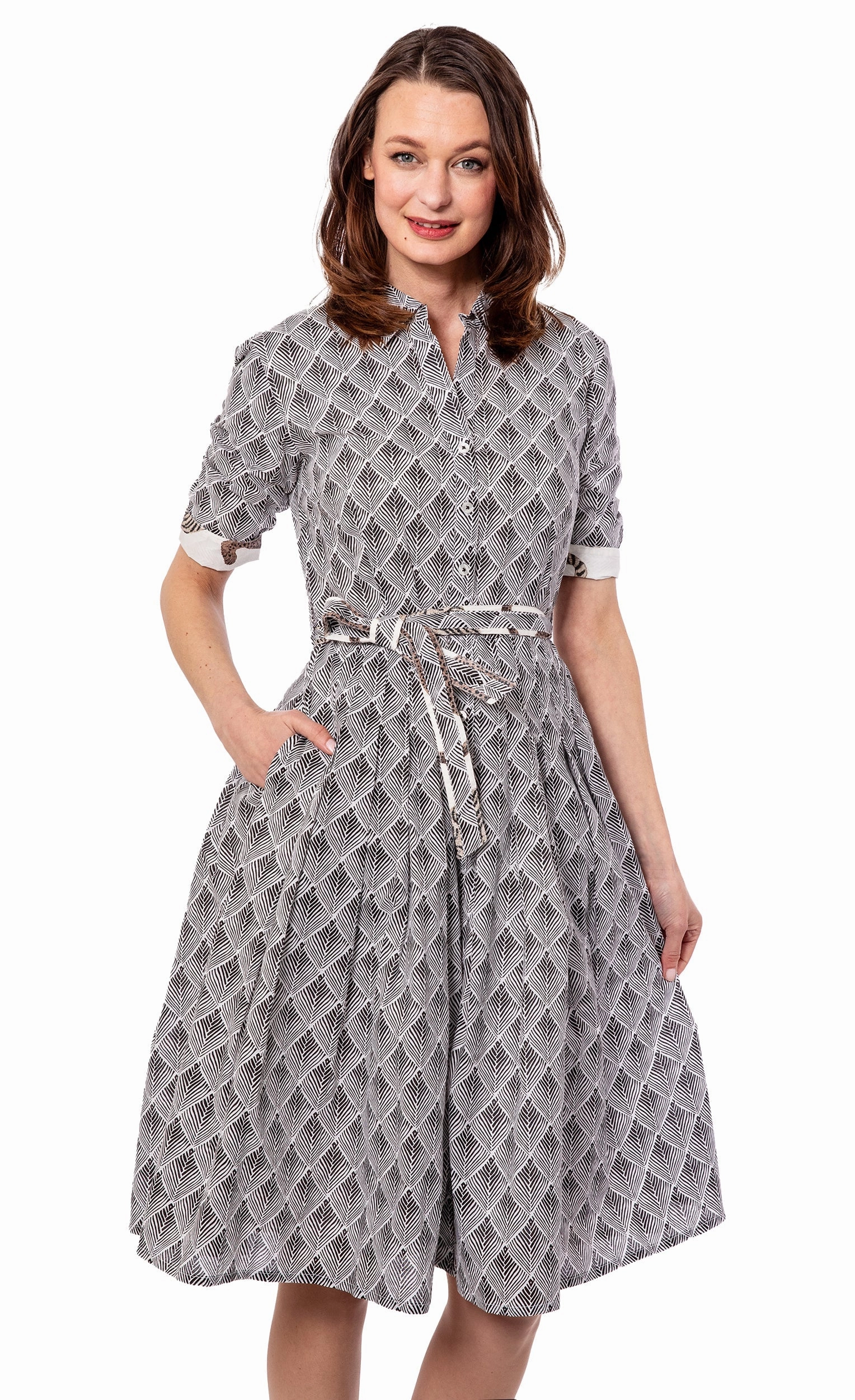 All-day Comfort Unique Cut Mrs Maisel Dress - Black White Geometric