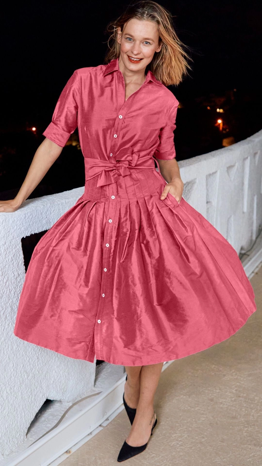 Mrs Maisel Silk Dress - Pink Clean Grace Daily Option