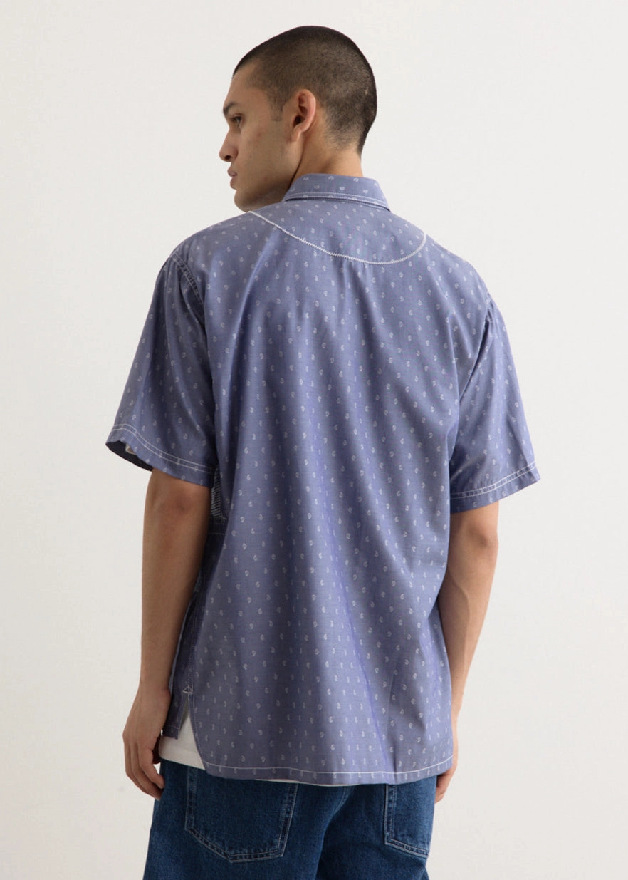 stain resistant coating Multi Fabrics Patchwork Shortsleeve Shirt