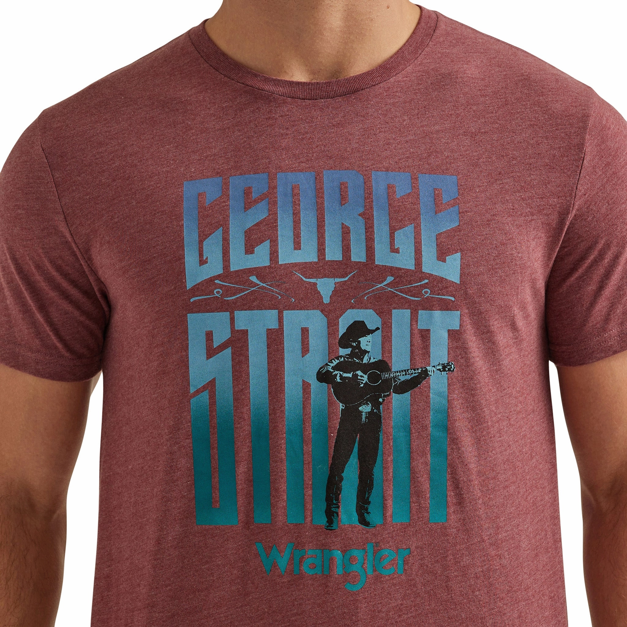 No Chafe Edging Pastel Shade Wrangler Men's Burgandy George Strait Tee