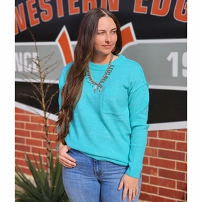 Zenana Women's Mint Sweater Erasable Surface Coating Cozy Knit