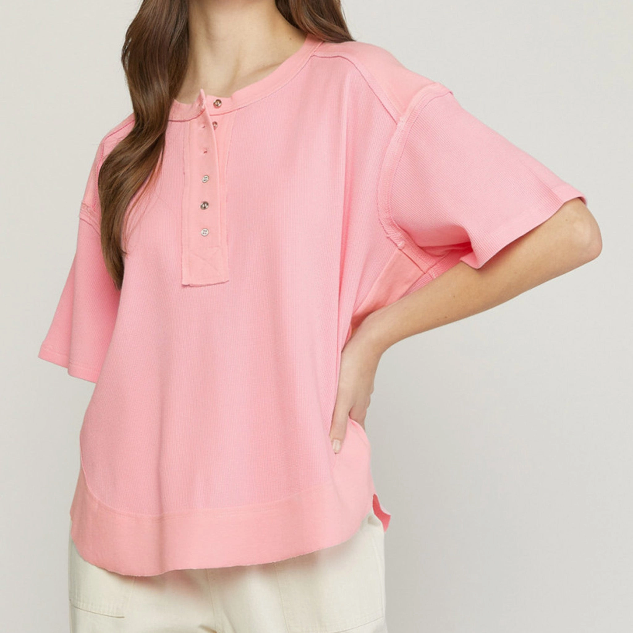 OdorControl Peach Raw Edge Shirt