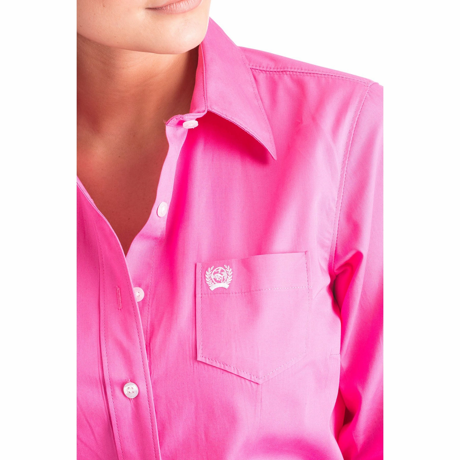 Mesh Lining Tunic top Cinch Women's Solid Pink Shirt