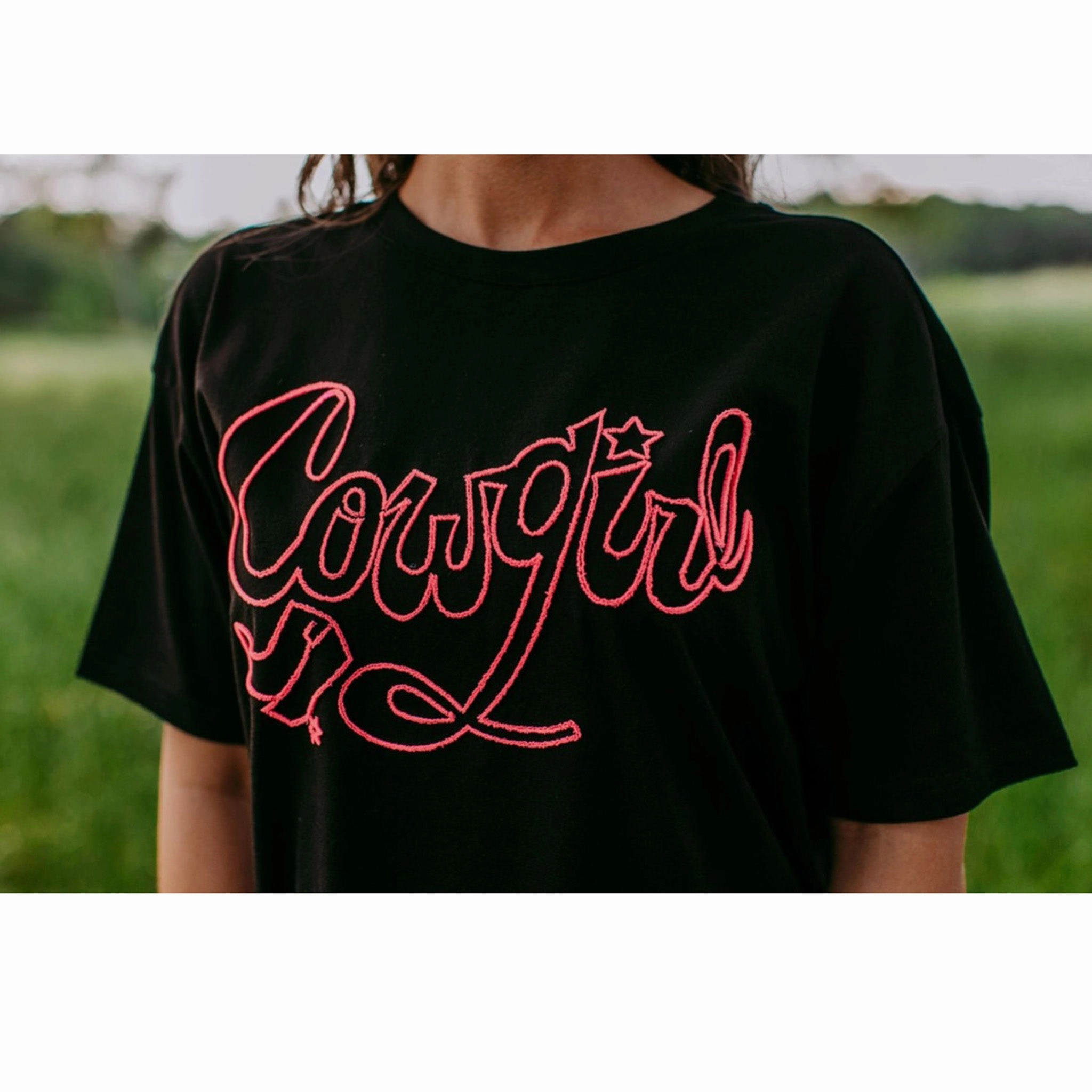 Daily Option Contemporary Wear Black Cowgirl T-Shirt Dress