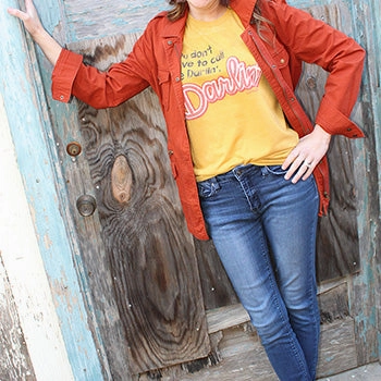 Mustard Darlin' Tee Tagless Comfort Collar