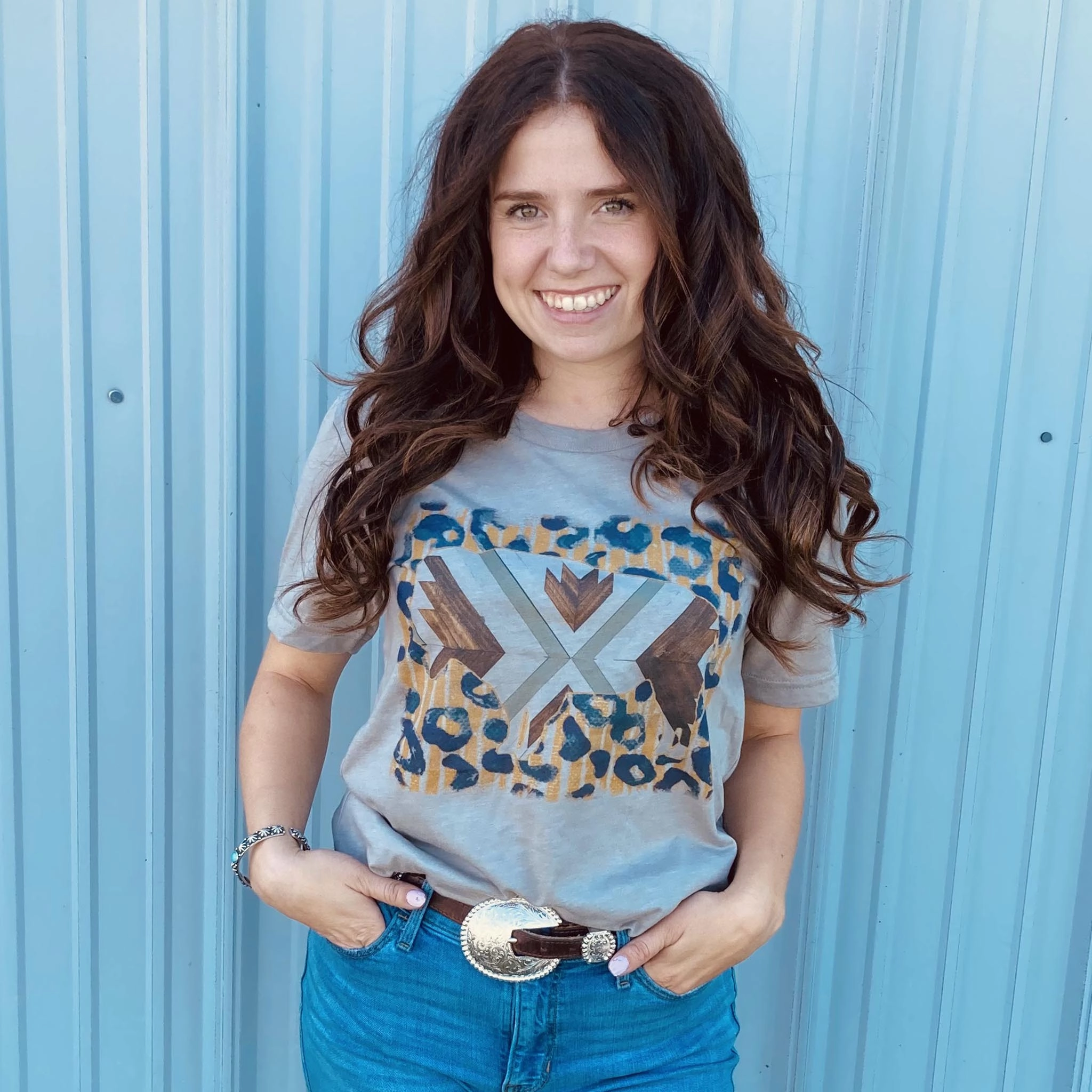 Stylish Jacket Four Way Stretch Fabric Mustard Leopard Buffalo Tee