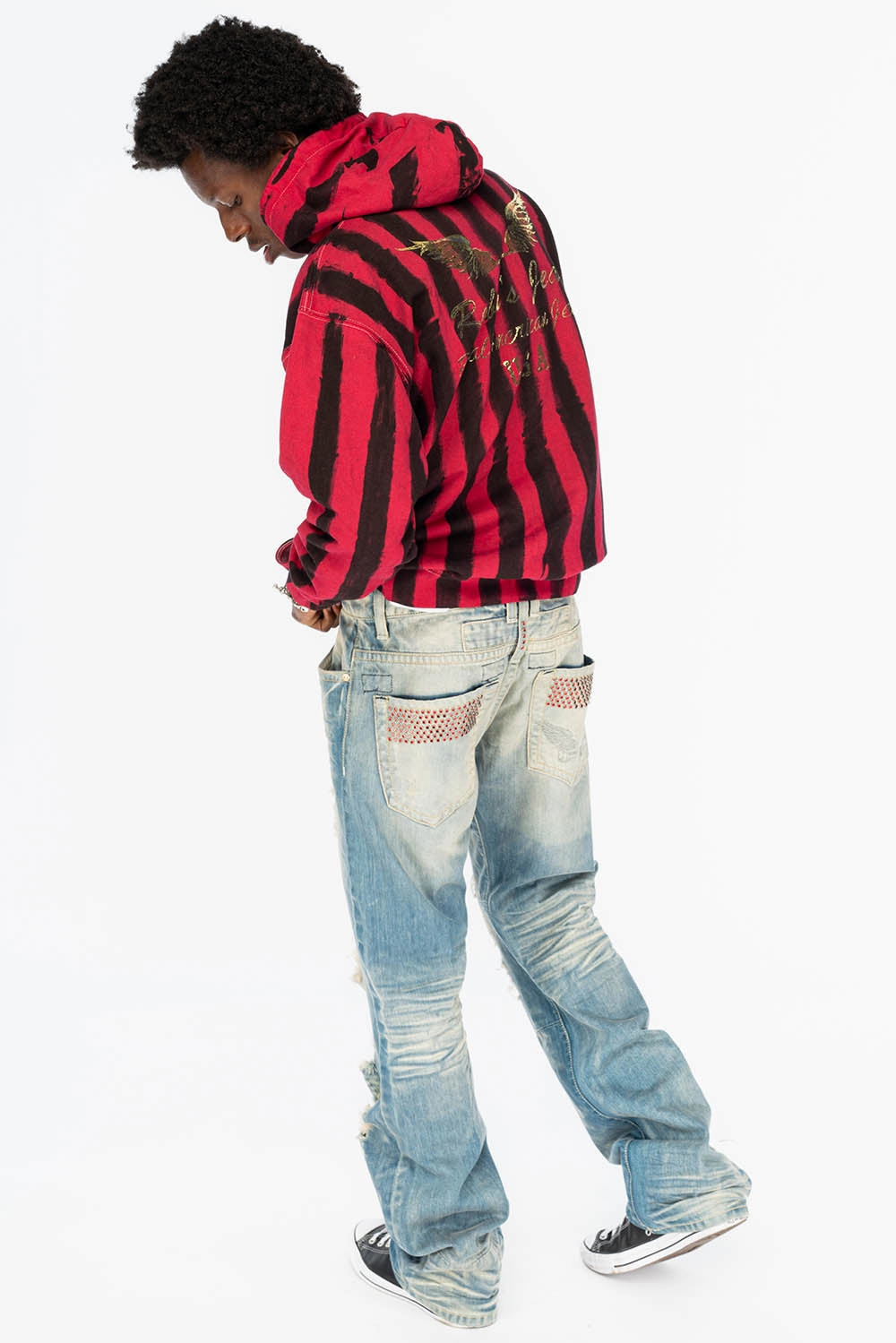 PRISONER BLACK/RED PULLOVER HOODIE  WITH Gold Wing Active Wear Fit Temperature Regulating