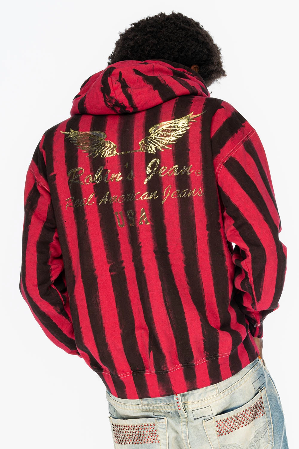 PRISONER BLACK/RED PULLOVER HOODIE  WITH Gold Wing Classic Winter Snuggle Comfort