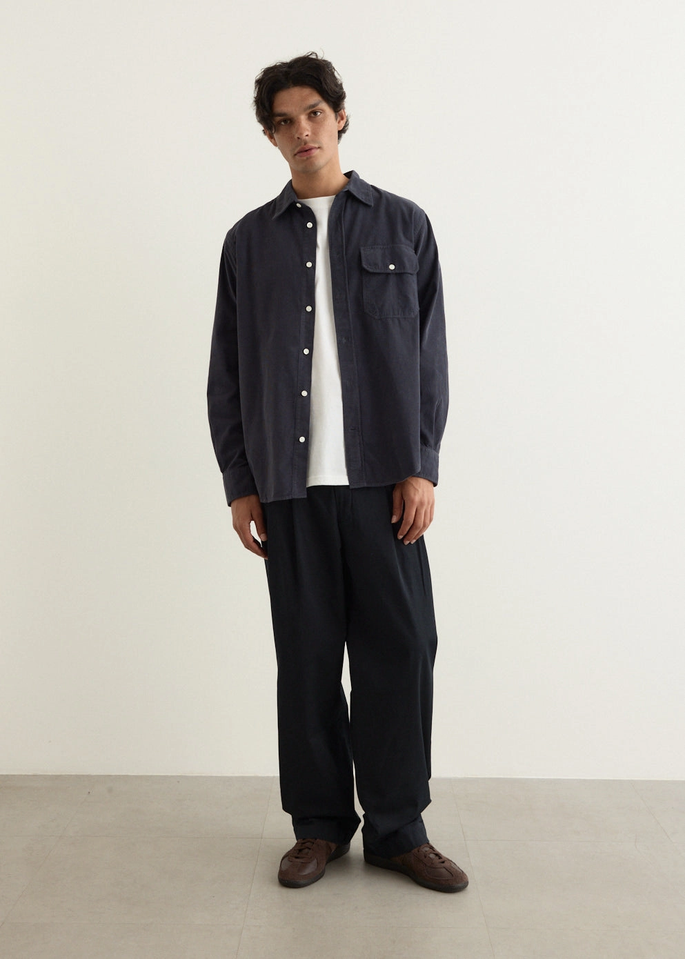AntiSlipWaistband Comfy Texture Benn Relaxed Twill Pleated Trousers