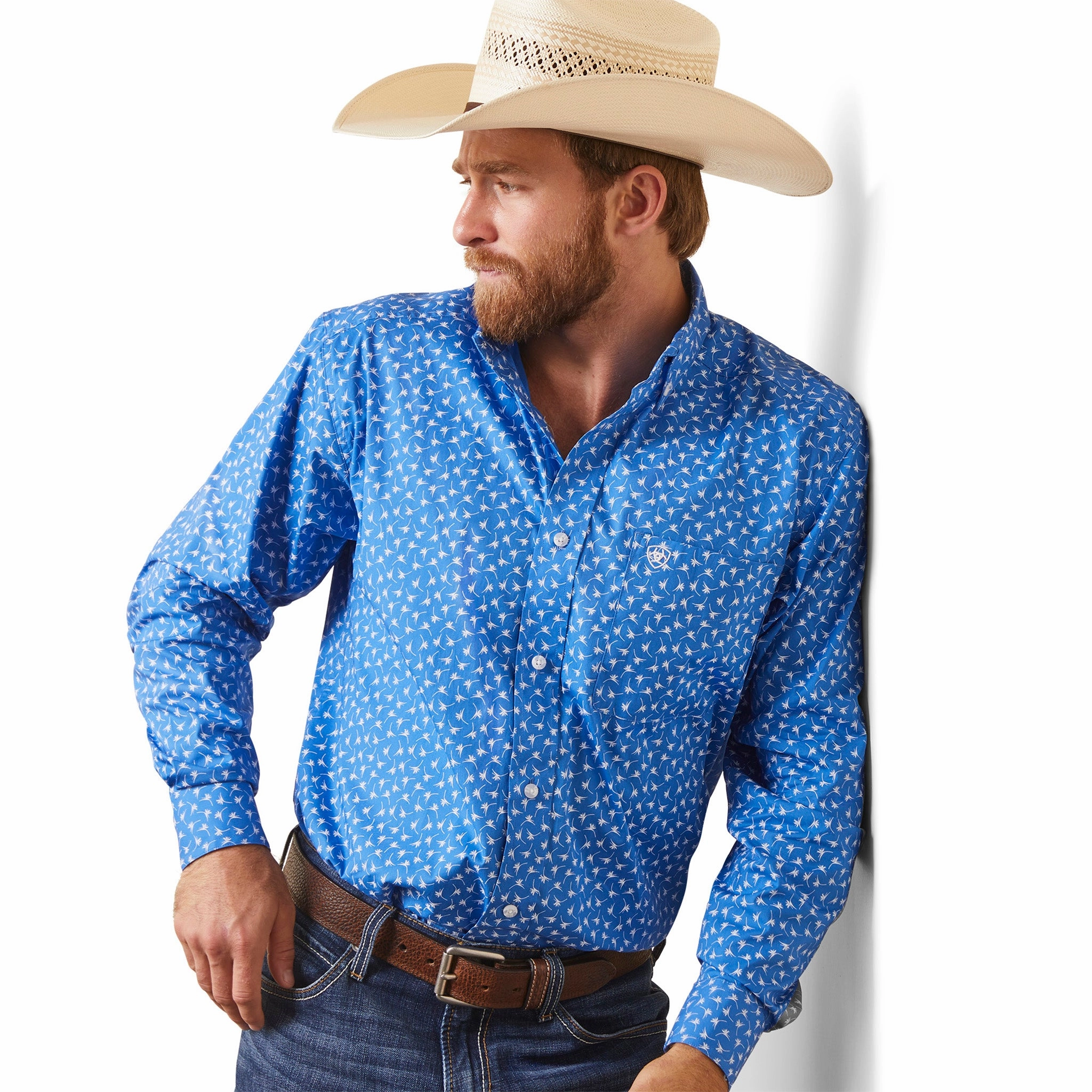 Quality Look Thermal Regulation Fabric Ariat Men's Blue & White Print Shirt