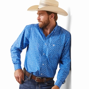 Quality Look Thermal Regulation Fabric Ariat Men's Blue & White Print Shirt