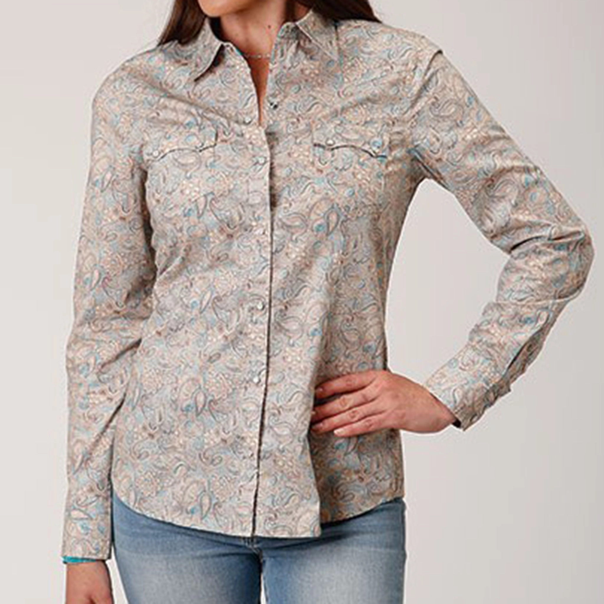 Non Irritating Seams Roper Women's Dot Paisley Print Shirt