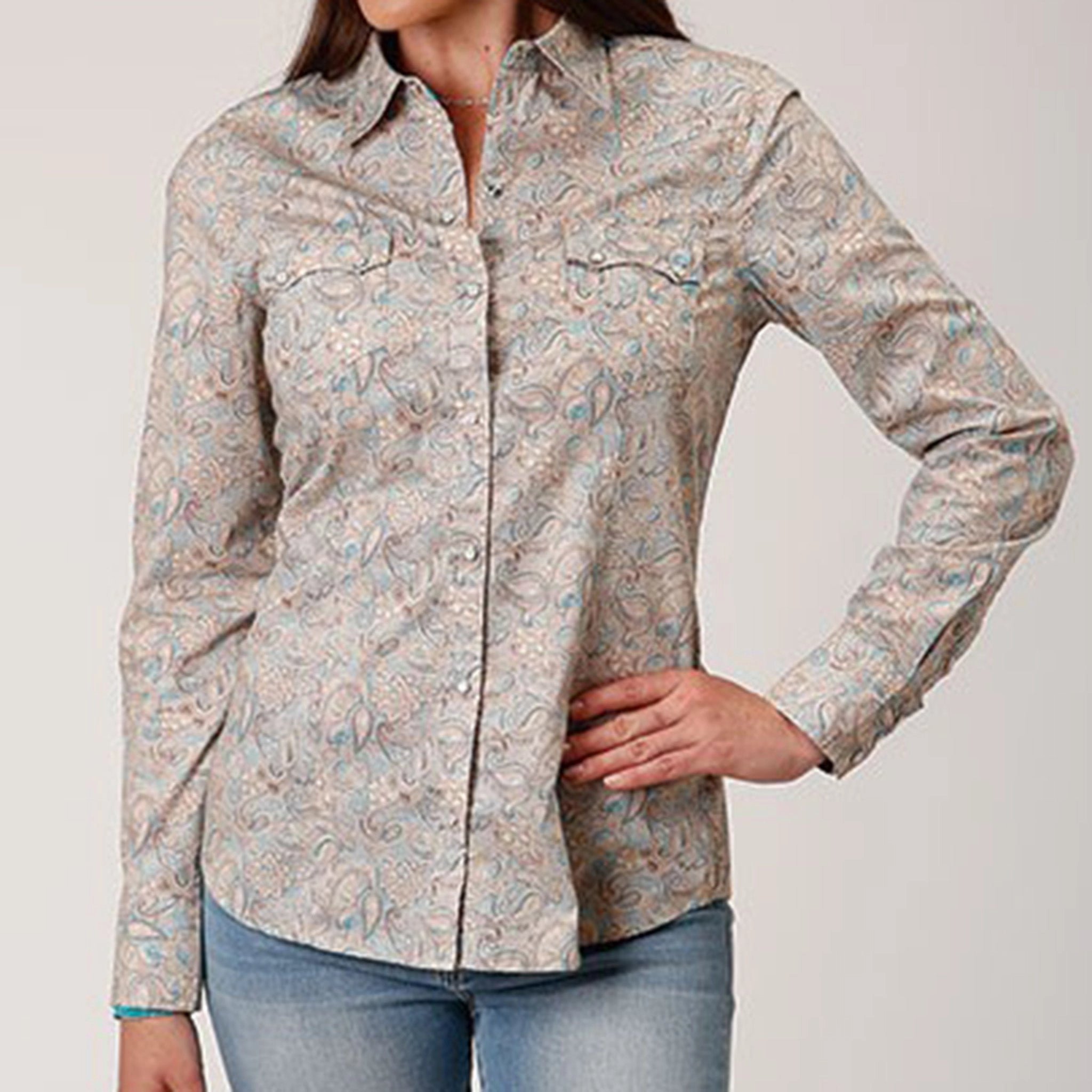 Roper Women's Dot Paisley Print Shirt DroppedShoulder