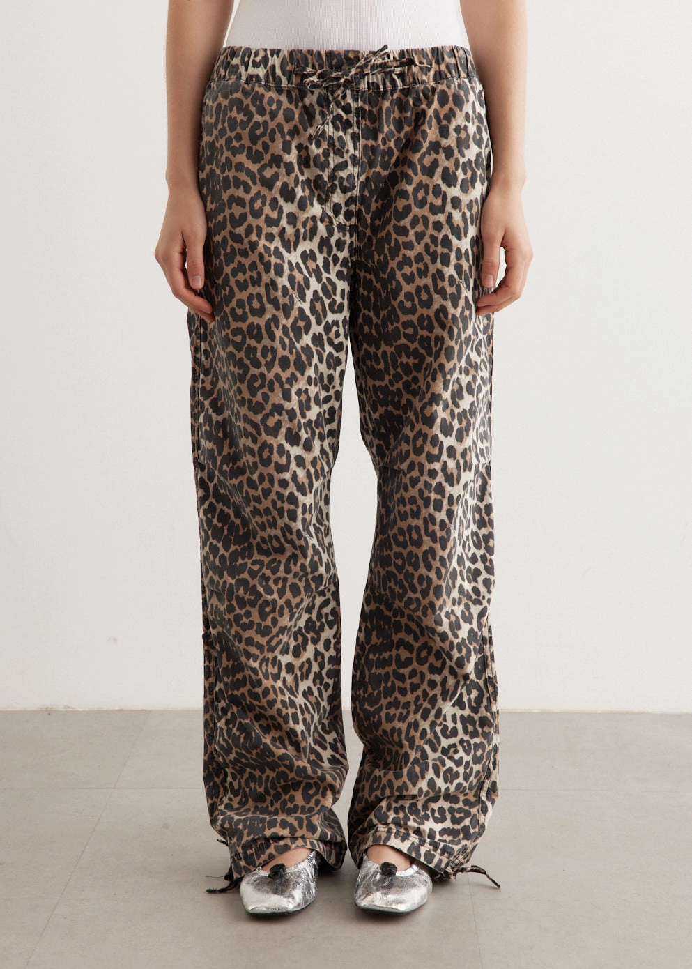 Washed Cotton Canvas Drawstring Pants Slimline Fit