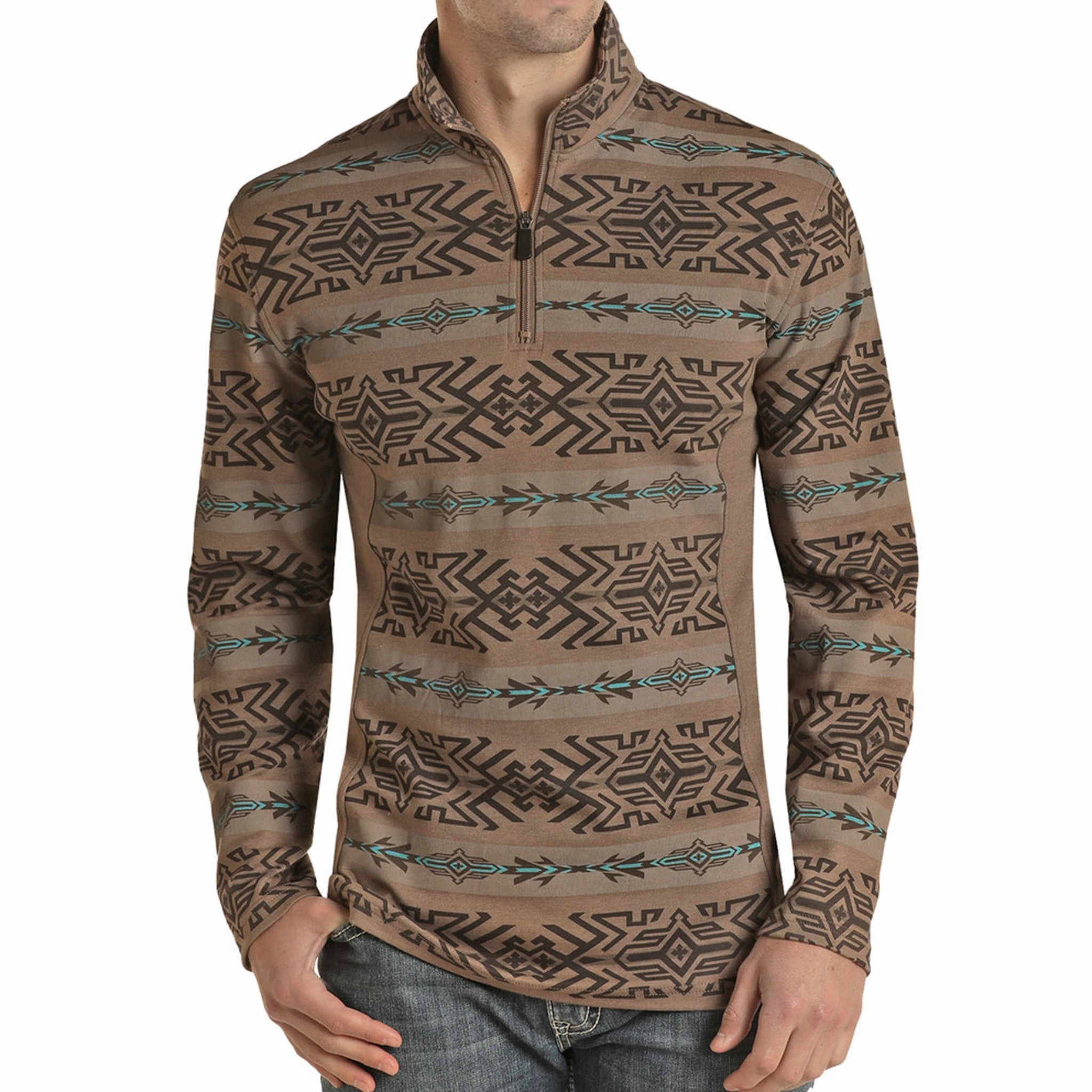 Quick Release Fasteners AntiStaticFinish Powder River Men's Aztec Heather Brown Pullover