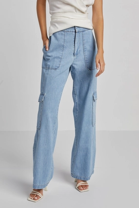 All Fit Minimal Comfort Nolan High Waisted Slightly Wide Leg Denim Cargo Pants