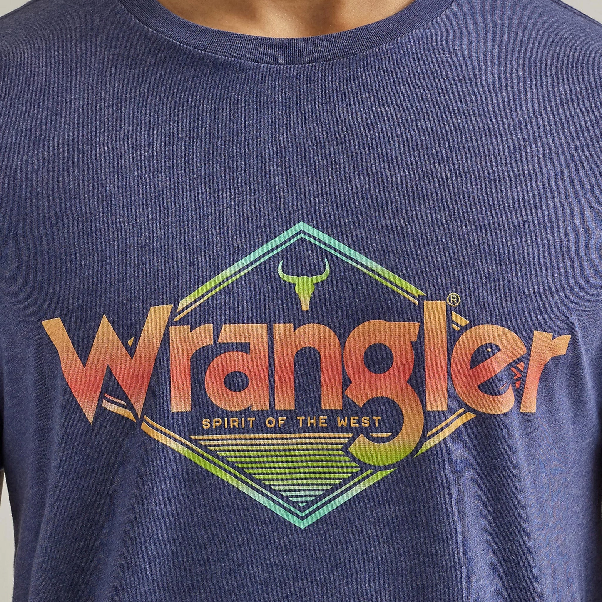 Wrangler Men's Diamond T-Shirt in Blue Lakeside Relaxation Moisture Management Tech