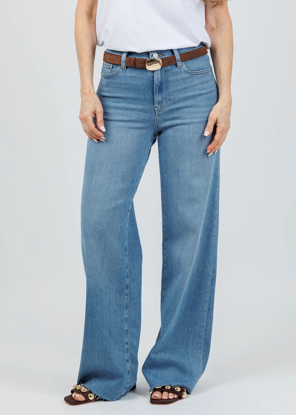 Wrinkle-Resistant All Purpose Fit Le Slim Palazzo Jeans - Flip Raw After