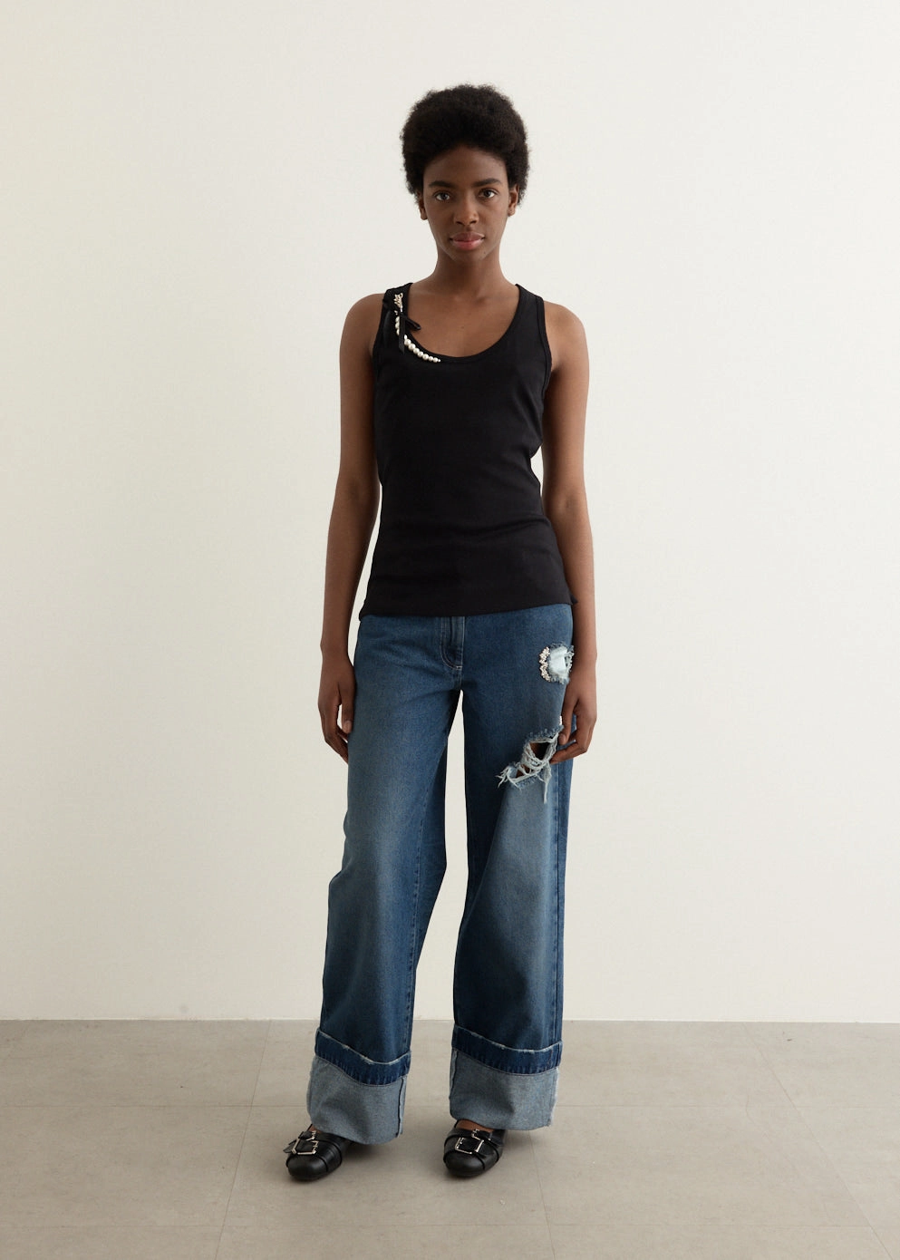 Pearl Chain Tank Top with zippers Quick Dry Feature