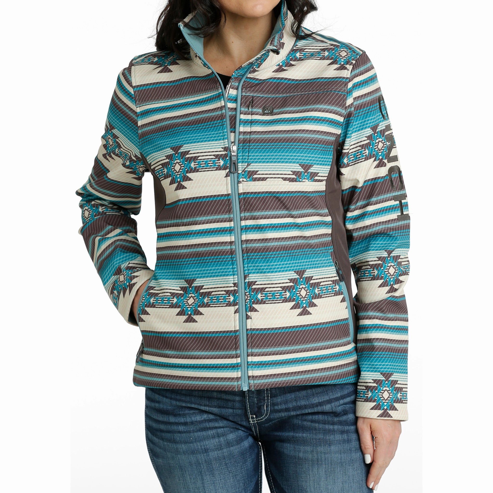 Snap Closures Cinch Women's Teal/Brown Aztec Concealed Carry Jacket