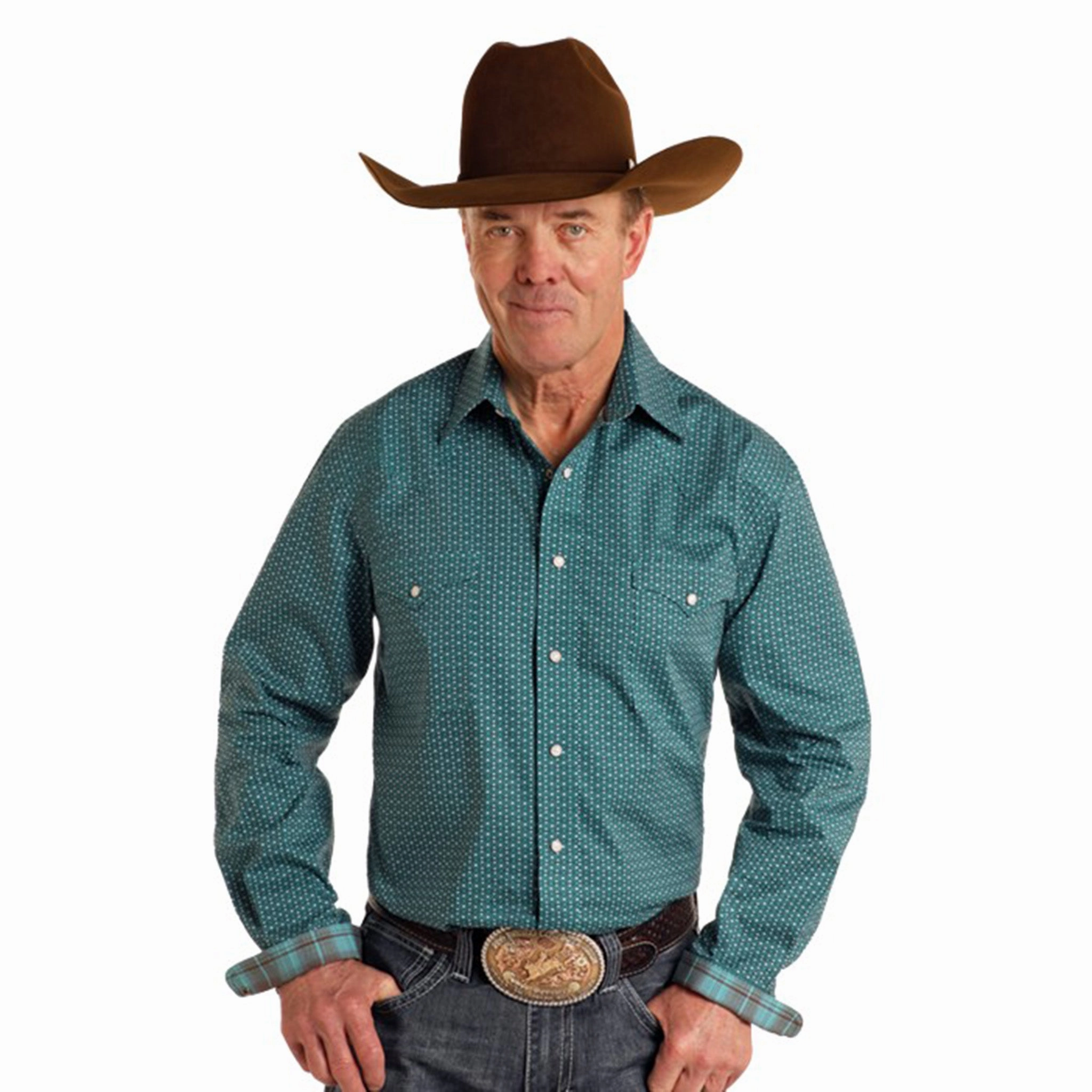 Rock & Roll Men's Stock Pearl Snap Long Sleeve Seamless Side Panels Comfortable Design