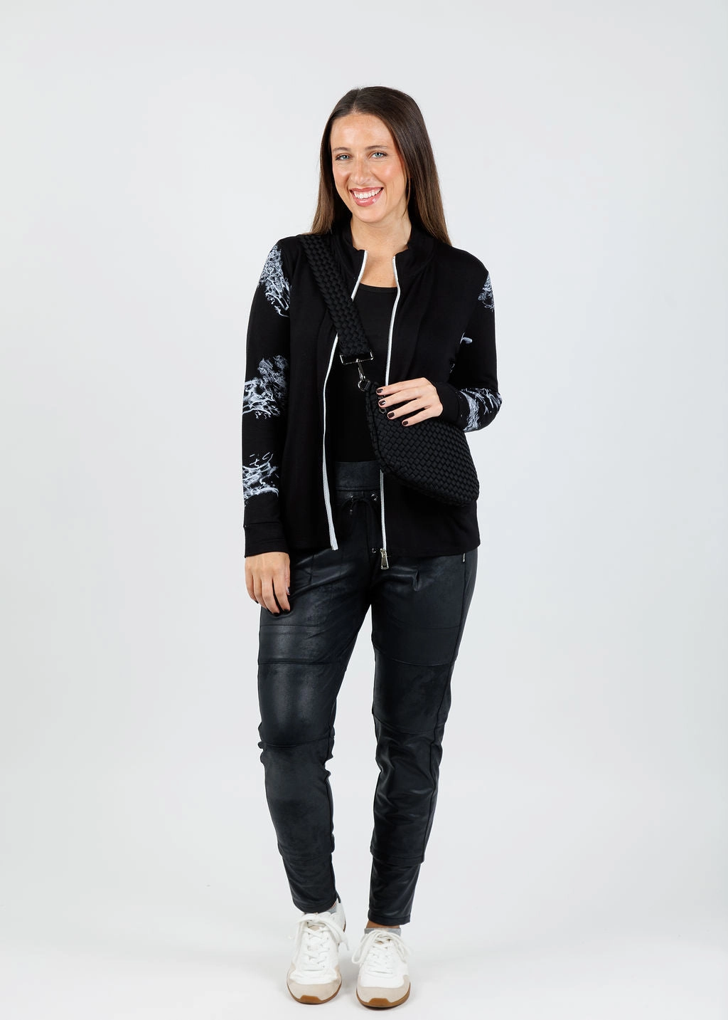 Monroe Lightning Zip Up - Black/Multi Non Pilling Surface