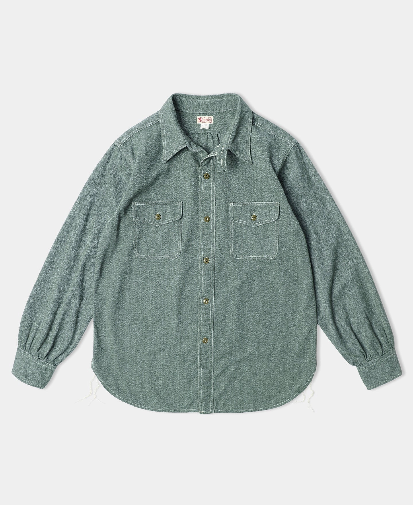 Lot 217 1940s Pointed Collar Salt & Pepper Shirt - Sage Green Spring Break Youth fashion