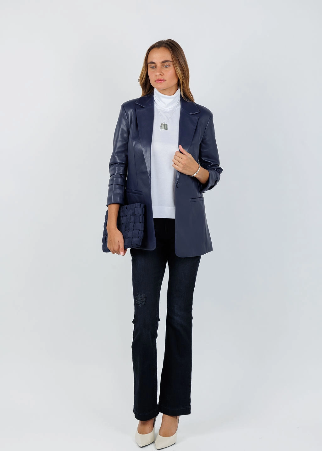 NonChafing Seams Orion Vegan Blazer - Navy Mesh Lining PortableOption