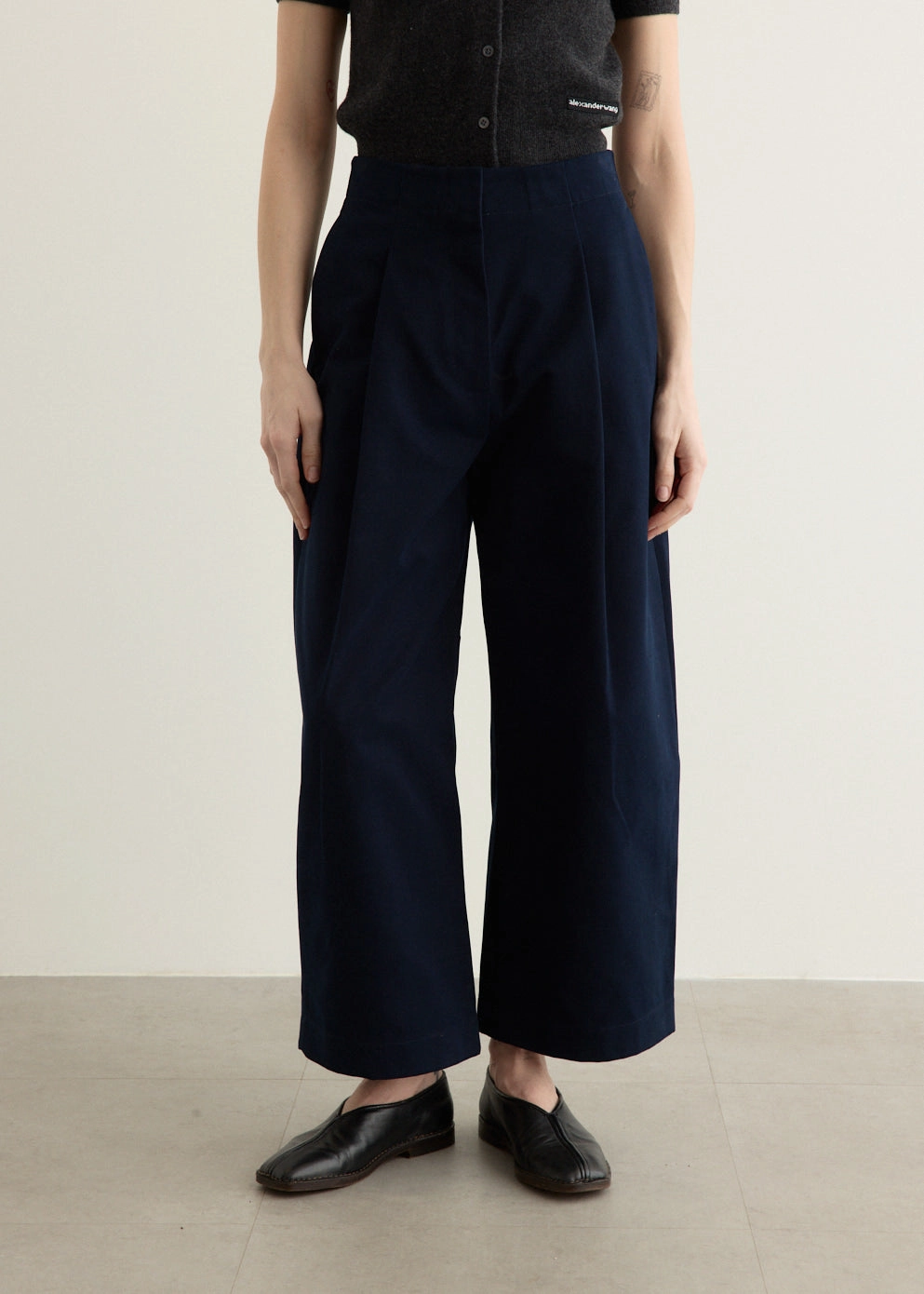 Dordoni Deep Pleat Volume Ankle Crop Pants NonSlipInnerGrip