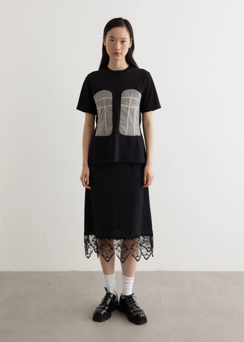 Streetwear Style Fresh Style Trend Panelled Bust Detail T-Shirt