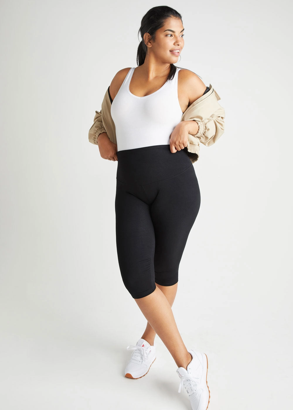 Talia Crop Capri Shaping Legging - 360Sculpt? Cotton - Black Daily Casual