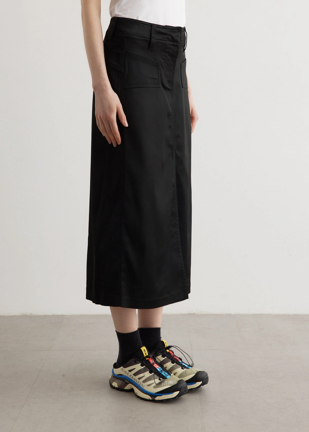 O-Yan Gonna Skirt Matte Texture Elevated Casual