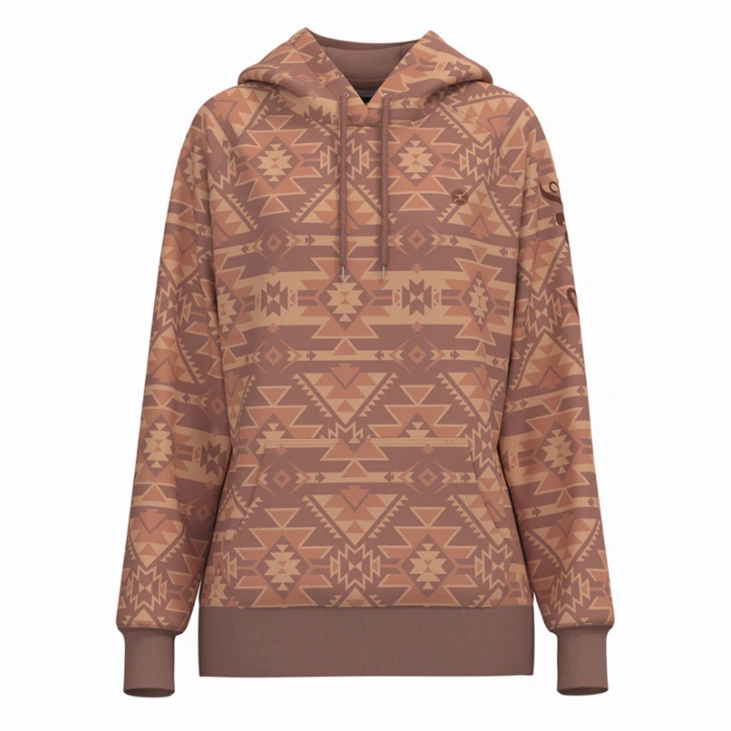 Hooey Women's Telluride Pink & Tan Aztec Hoodie Weather Fit HeatReflectiveLining