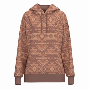 Hooey Women's Telluride Pink & Tan Aztec Hoodie Fall Outfit Thermal Regulating Hoodie